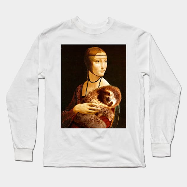 Lady with a Sloth Long Sleeve T-Shirt by luigitarini